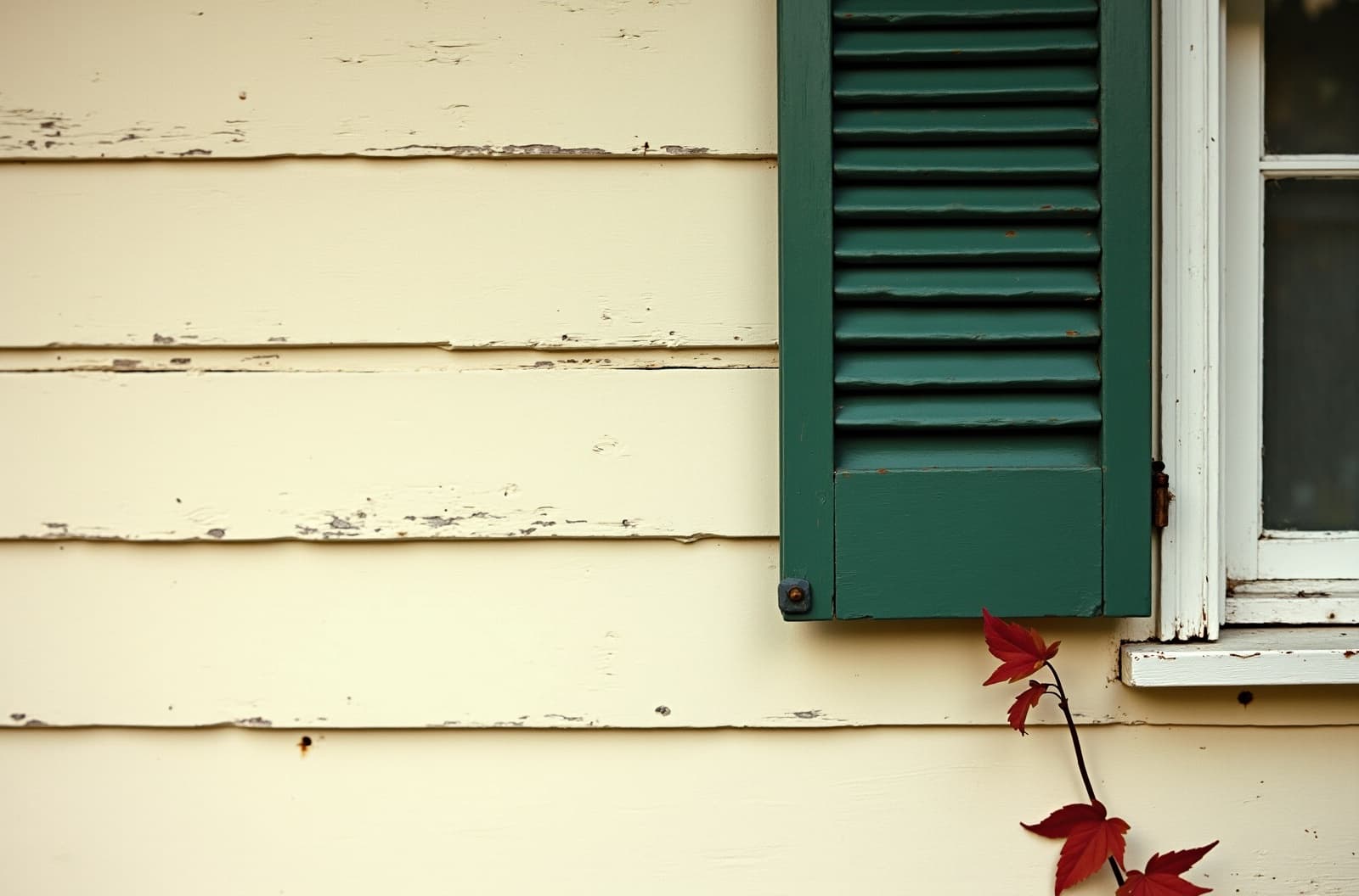 New England clapboard detail with autumn light