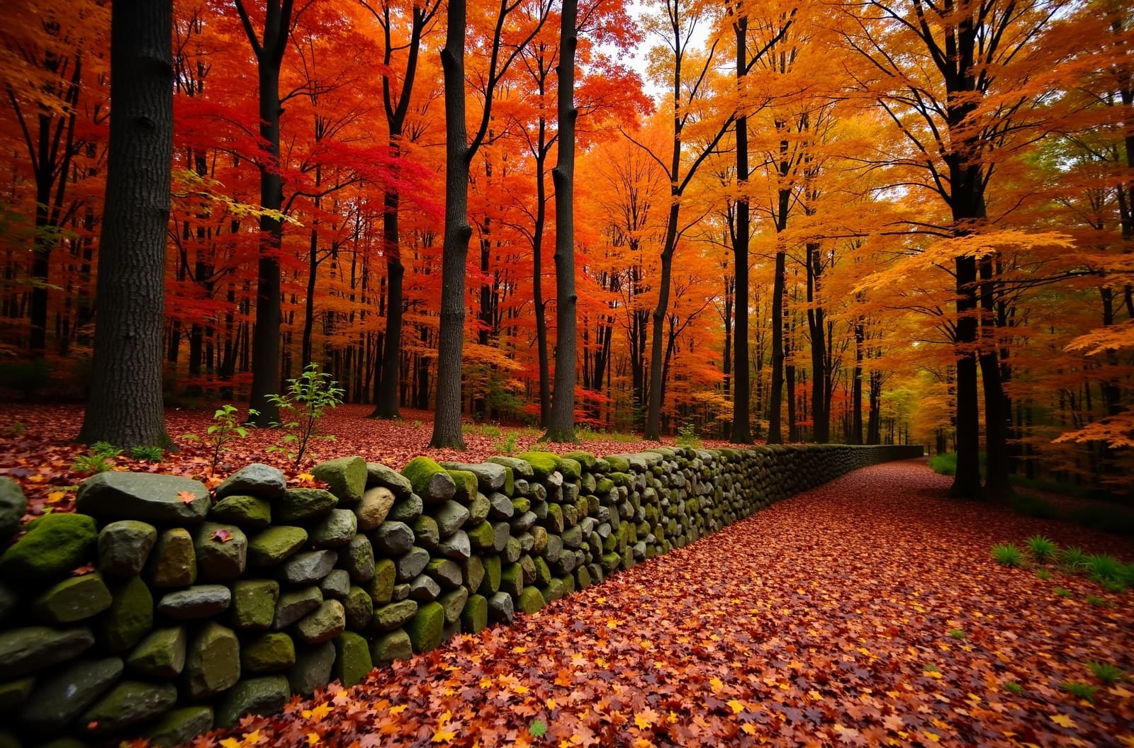 Dry-stone wall at the edge of a New Hampshire field