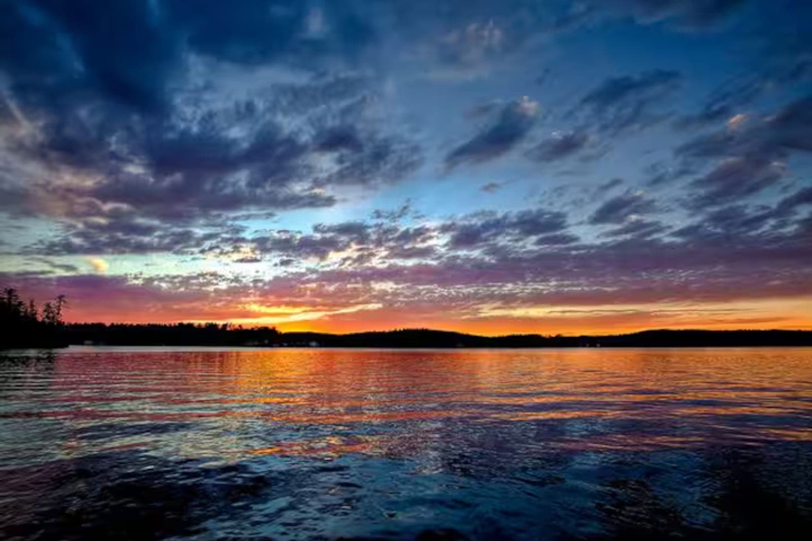 Sunset over a lake in Hampstead, New Hampshire